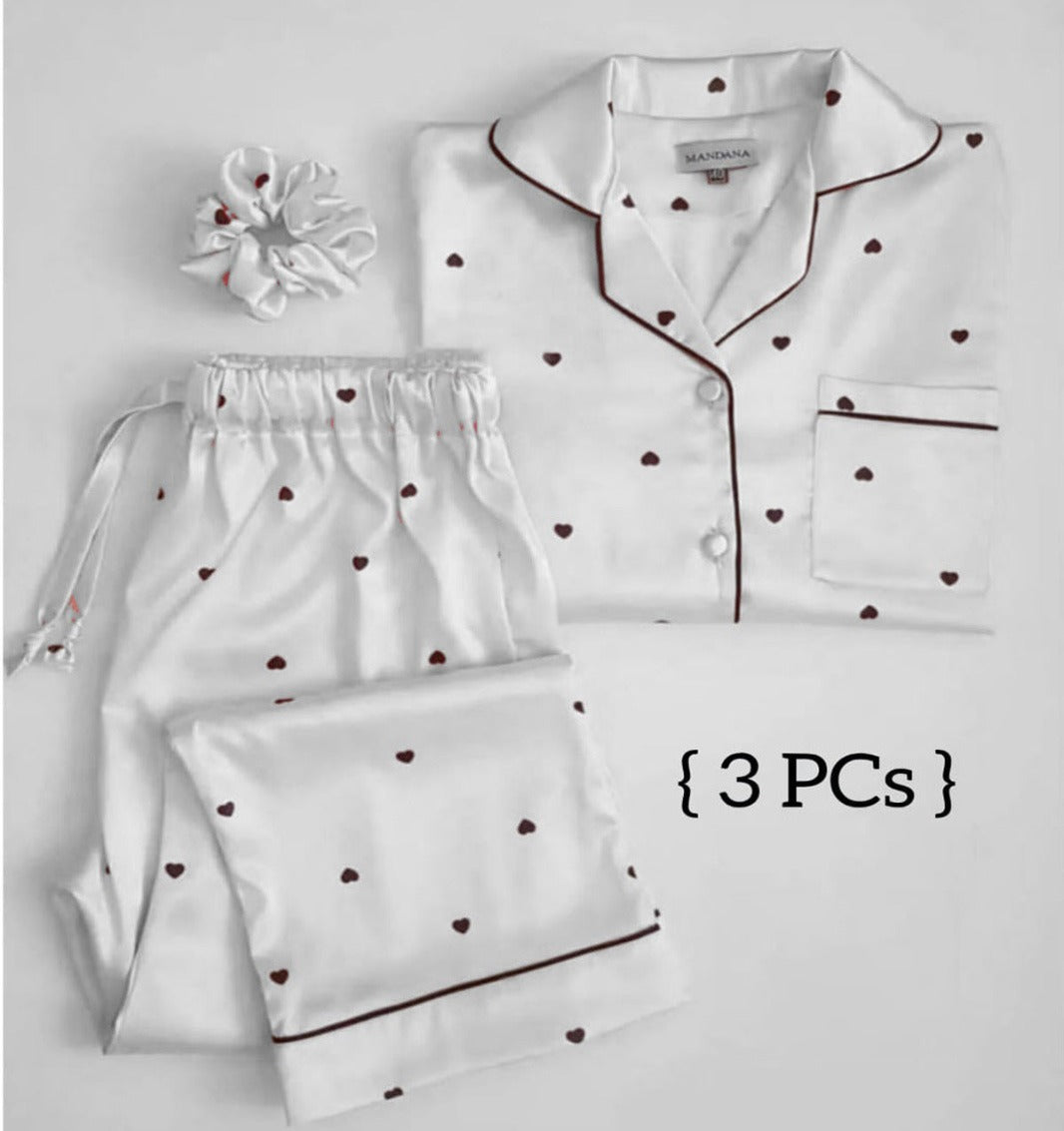 Heart Print Night Suits For Girls