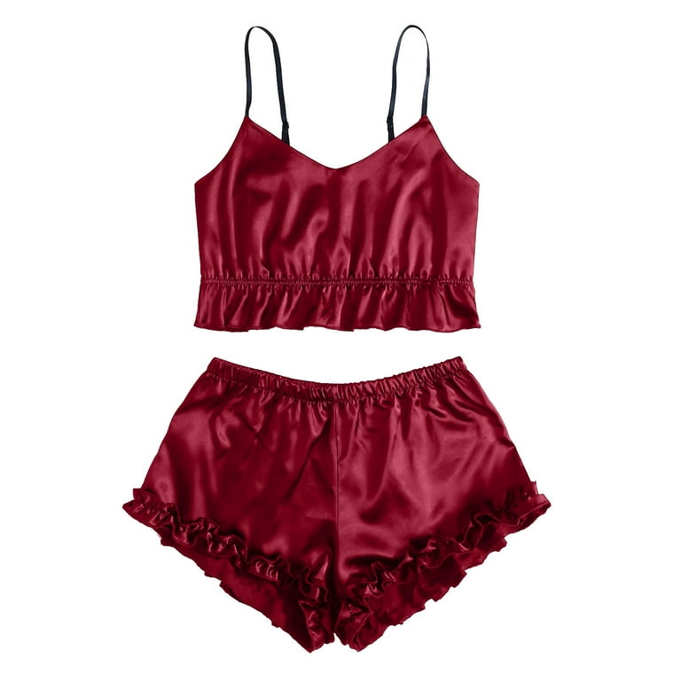 FRILL TRIM TUBE TOP & SHORTS SET